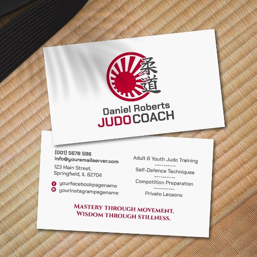 Carte De Visite Judo instructor - Kanji and Rising Sun