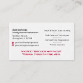 Carte De Visite Judo instructor - Kanji and Rising Sun (Dos)