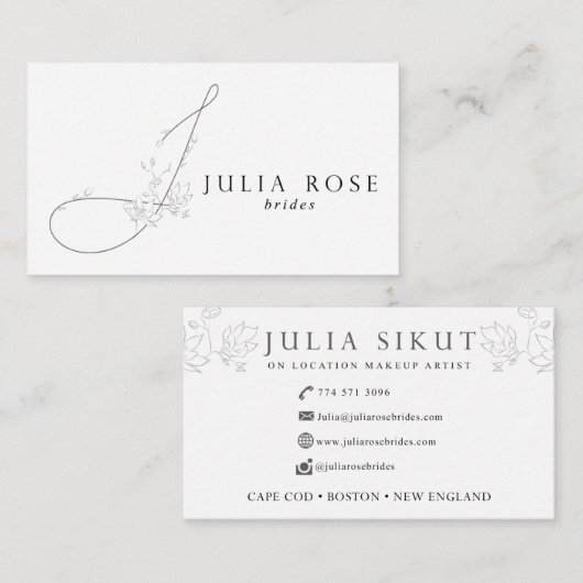 Carte De Visite Julia Bridals rose (Devant / Derrière)