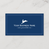 Carte De Visite Jumping Hare Rabbit Elégant bleu marine (Devant)