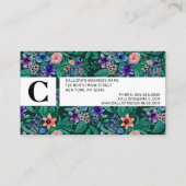 Carte De Visite Jungle Vert Corail Aquarelle Verdure Motif (Dos)