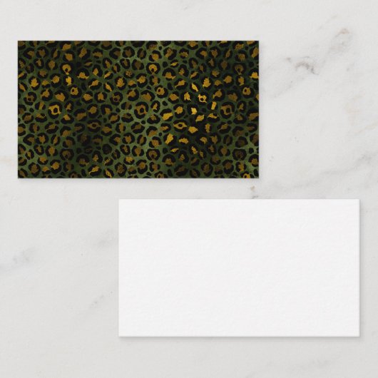 Carte De Visite Jungle Vert Jaune Cheetah Leopard Motif (Devant / Derrière)