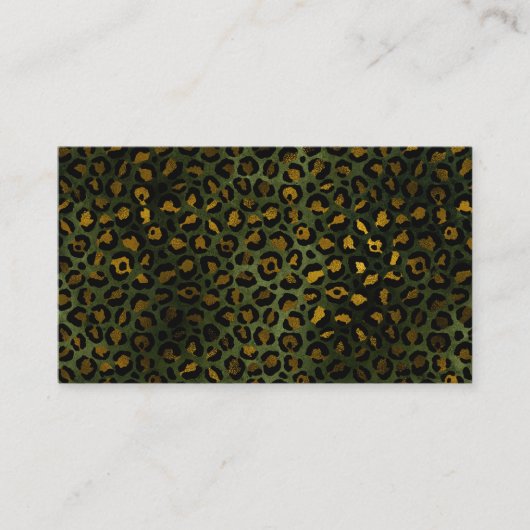 Carte De Visite Jungle Vert Jaune Cheetah Leopard Motif (Devant)