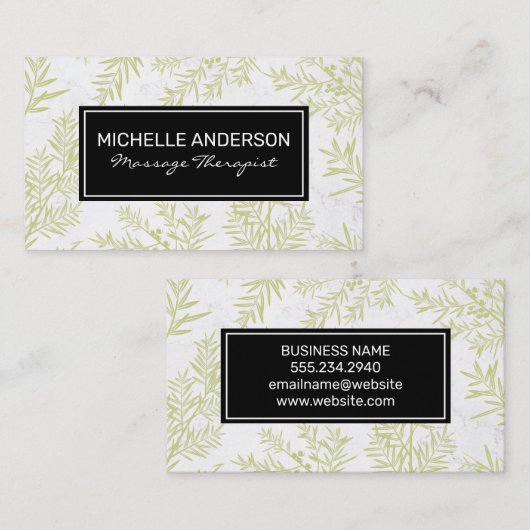 Carte De Visite Juniper Branches Black Frame Arrière - plan (Devant / Derrière)