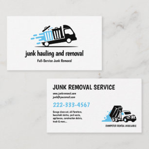 CARTE DE VISITE JUNK HAULING TRASH REMOVAL BLUE BLEU BLACK