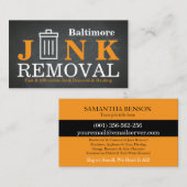 Carte De Visite Junk Removal & Hauling (Devant / Derrière)