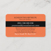 Carte De Visite Junk Removal & Hauling (Dos)