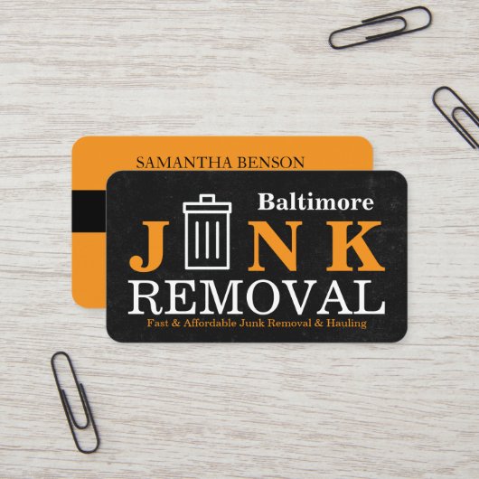 Carte De Visite Junk Removal & Hauling (Devant/Arrière en situation)
