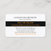 Carte De Visite Junk Removal & Hauling (Dos)