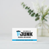 Carte De Visite Junk Removal & Hauling Business TRASH BIN BLUE (Debout devant)