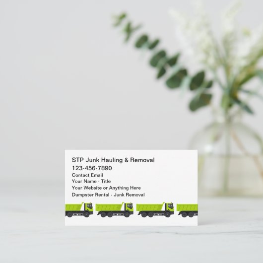 Carte De Visite Junk Removal Trash Hauling Theme (Debout devant)