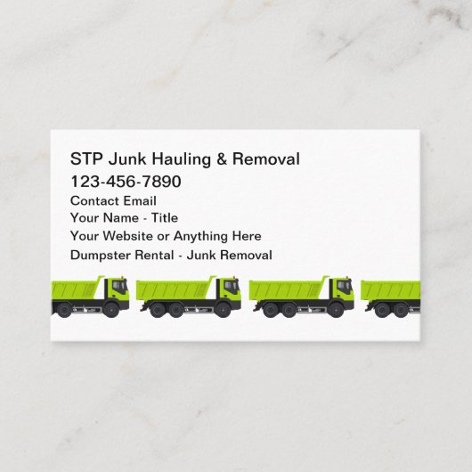 Carte De Visite Junk Removal Trash Hauling Theme (Devant)