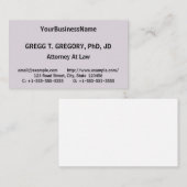 Carte de visite juridique de base et humble (Devant / Derrière)