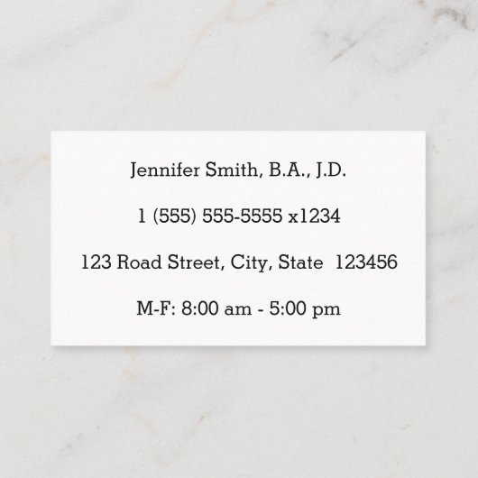 Carte de visite juridique simple (Dos)