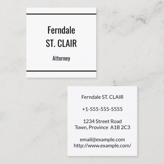 Carte de visite juridique simple et simple (Devant / Derrière)