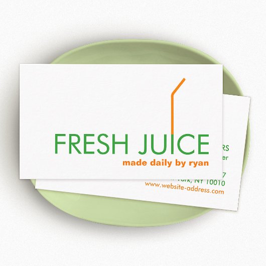 Carte De Visite Jus de Juice Bar Company Orange Paille Logo