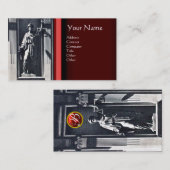 Carte De Visite JUSTICE BUREAU JURIDIQUE, ATTORNEY Red Ruby Monogr (Devant / Derrière)