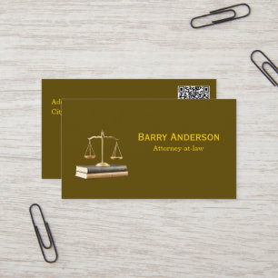 Carte De Visite Justice d'avocat Balance & Livres avec code QR