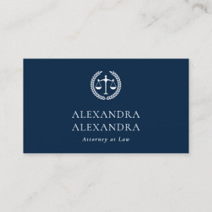 Carte De Visite Justice Scale Avocat à la Loi Bleu Marine Affaires
