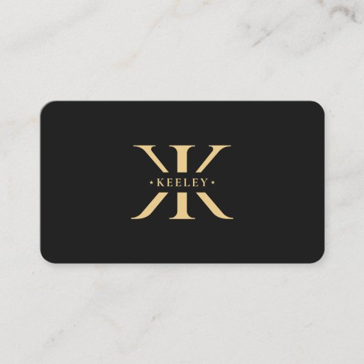 Carte De Visite K Monogram Logo élégant Noir moderne (Devant)