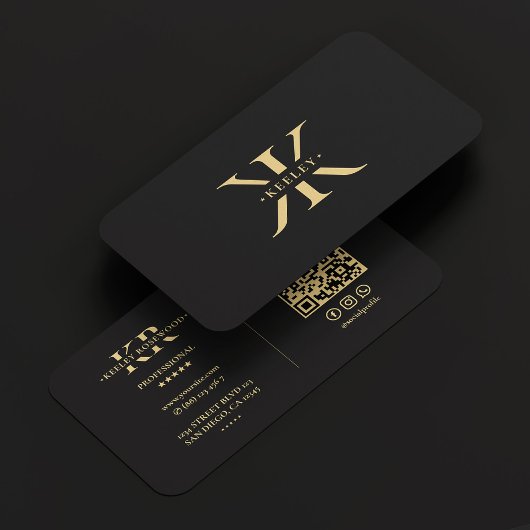 Carte De Visite K Monogram Logo élégant Noir moderne