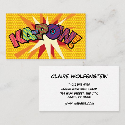 Carte De Visite KA-POW Fun Retro Comic Book (Devant / Derrière)