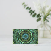 Carte De Visite Kaleidoscope vert et Turquoise Mandala Motif (Debout devant)