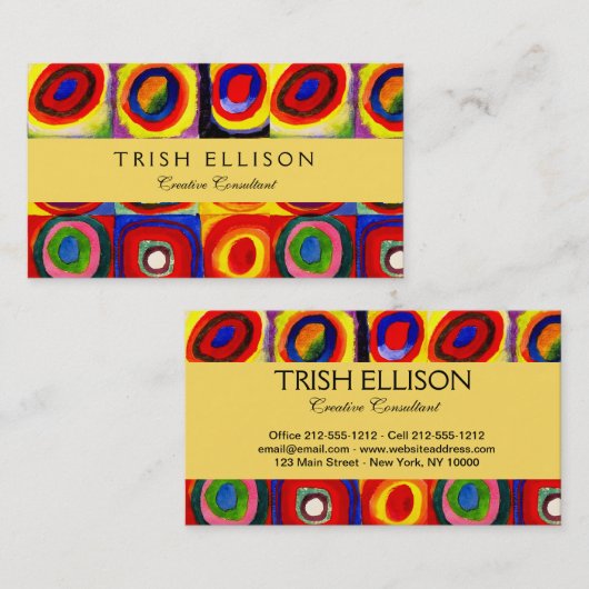 Carte De Visite Kandinsky Farbstudie Cercles Carré Quadrate Art (Devant / Derrière)