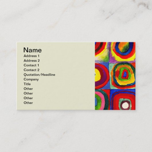Carte De Visite Kandinsky Farbstudie Quadrates Cercles Art  (Devant)