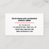 Carte De Visite Karate Design, Sensei (Dos)