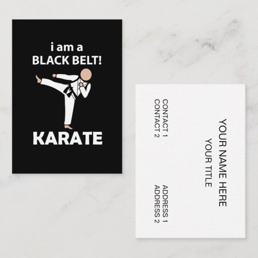 Carte De Visite Karate I am A Black Belt Karate (Devant / Derrière)