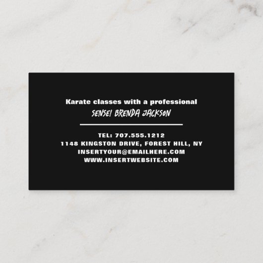 Carte De Visite Karate Silhouette, Karate Sensei (Dos)