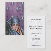 Carte De Visite KARMA du CACHEMIRE, DAME EXOTIQUE dans BLEU et (Devant / Derrière)