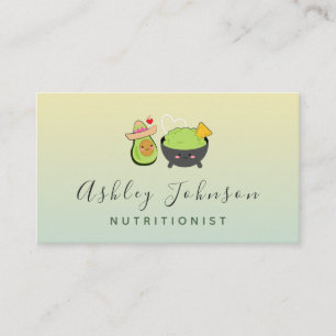 Carte De Visite Kawaii Avocado & Guacamole Nutritionist Cute Food