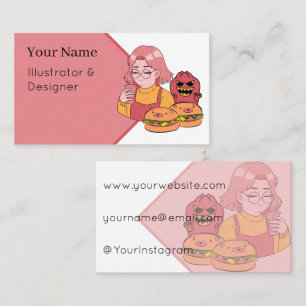 Carte De Visite Kawaii Bear Burgers & Coffee – Style Anime Esthéti