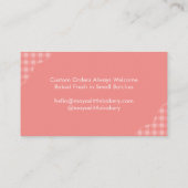 Carte De Visite Kawaii Bun Red Gingham Watercolor Bakery (Dos)