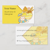 Carte De Visite Kawaii Hamster Géant Sundae - Glace d'Été & V (Devant / Derrière)