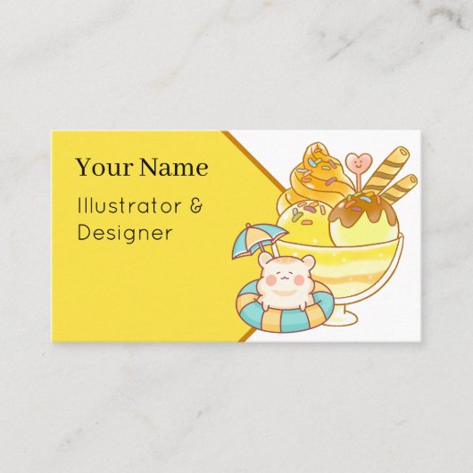Carte De Visite Kawaii Hamster Géant Sundae - Glace d'Été & V (Devant)