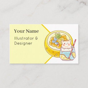 Carte De Visite Kawaii Hamster Limonade & Dessert Melon - Été F