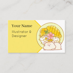 Carte De Visite Kawaii Hamster Mango Sticky Rice - Mignon Dessert 