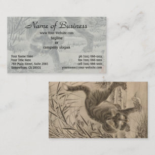 Carte De Visite Kawanabe Kyosai Chat Attrapant une Grenouille Art