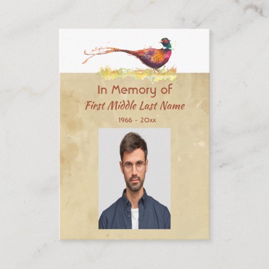 Carte De Visite Keepsake Memorial Photo Invite Pheasant Bird Art (Devant)
