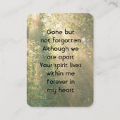 Carte De Visite Keepsake Memorial Sunshine Golden Forest (Dos)