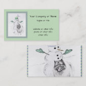 Carte De Visite Keeshond Noël Snowman Peinture Chien Art (Devant / Derrière)