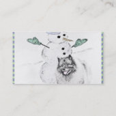 Carte De Visite Keeshond Noël Snowman Peinture Chien Art (Dos)