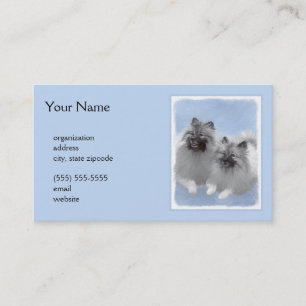 Carte De Visite Keeshond Paire de Kees Peinture Art animal origina