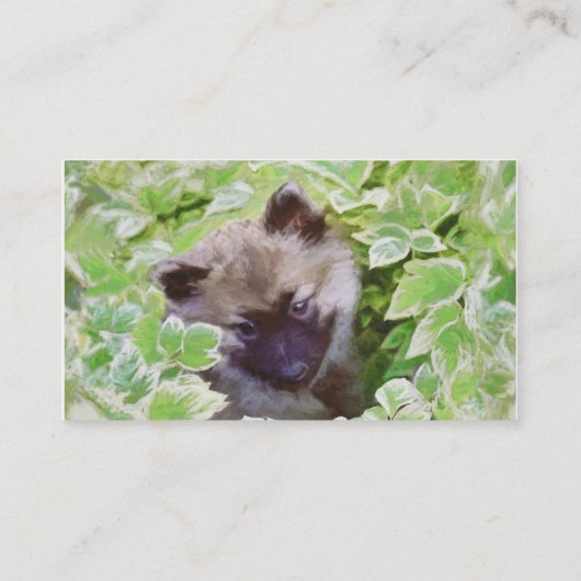 Carte De Visite Keeshond Puppy in the Garden Peinture Art original (Dos)