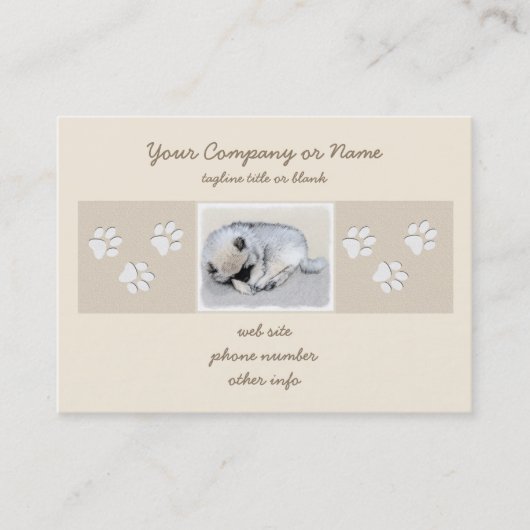 Carte De Visite Keeshond Sleeping Puppy Peinture Chien Art origina (Devant)