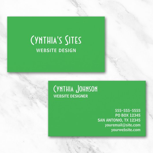 Carte De Visite Kelly Green et White Retro Bold