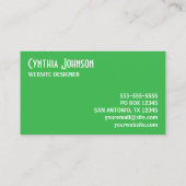 Carte De Visite Kelly Green et White Retro Bold (Dos)